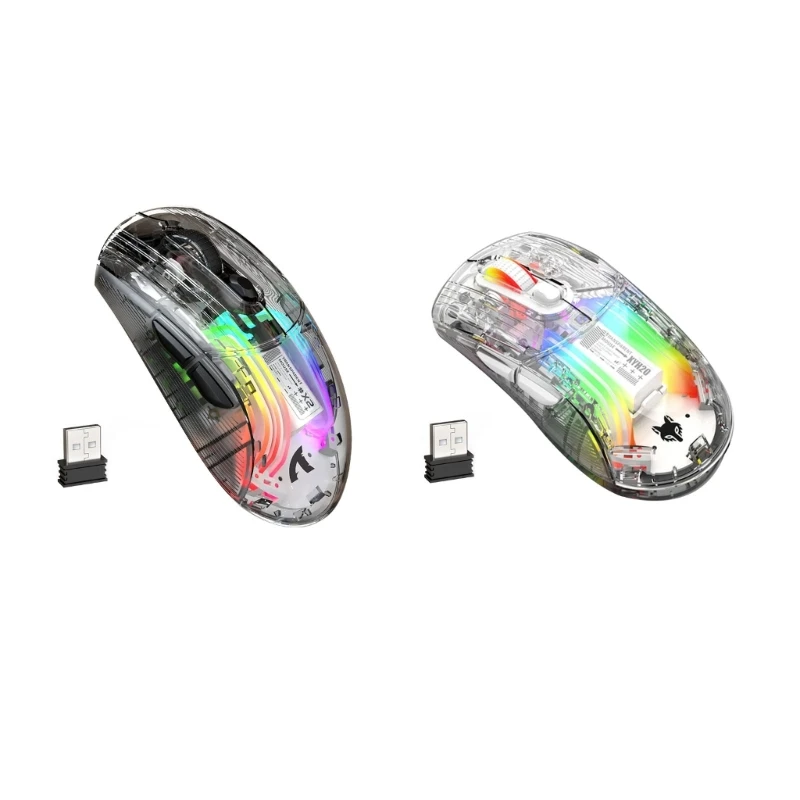 

Игровая прозрачная мышь N58E, беспроводная проводная мышь, совместимая с Bluetooth, RGB