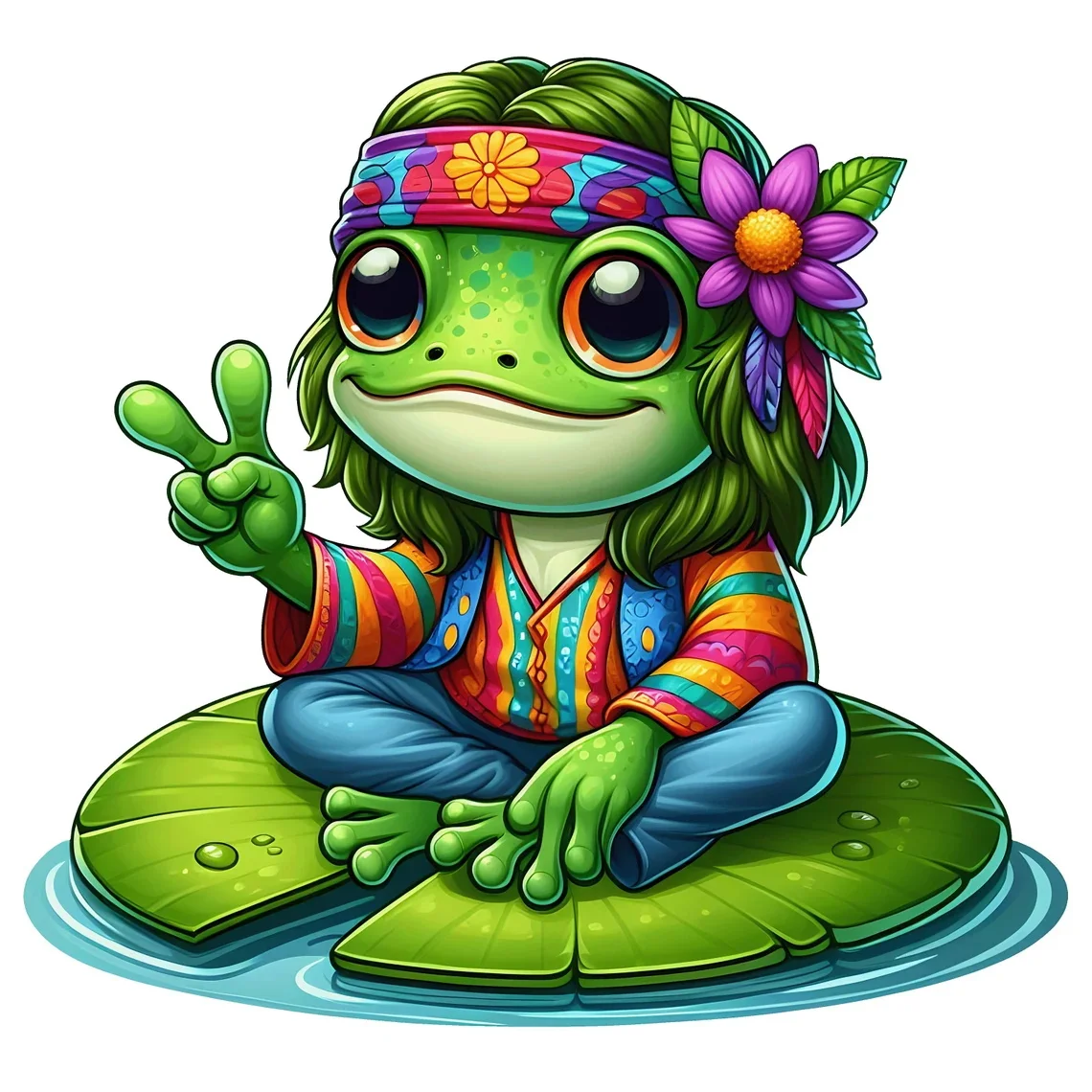 

Водонепроницаемая наклейка "Хиппи-лягушка"