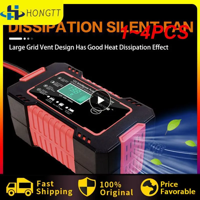 

1~4PCS Full Automatic Car Battery Charger 12V Digital Display Battery Charger Power Puls Repair Chargers Wet Dry Lead Acid