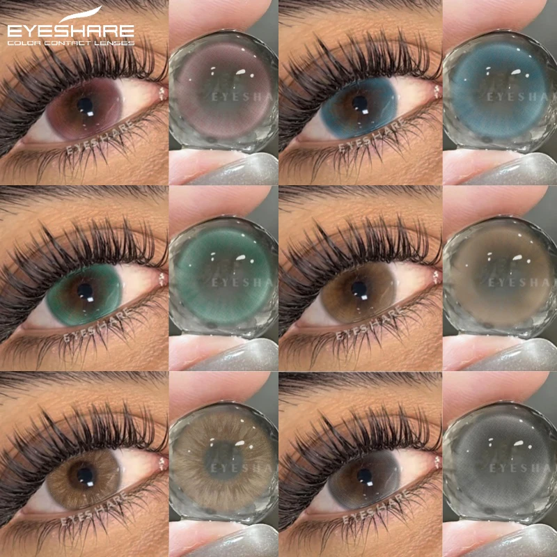 Фото Контактные линзы EYESHARE, 1 пара, натуральные синие линзы, годового ношения, цветные линзы для глаз, коричневые, серые линзы для изменения цвета глаз №1