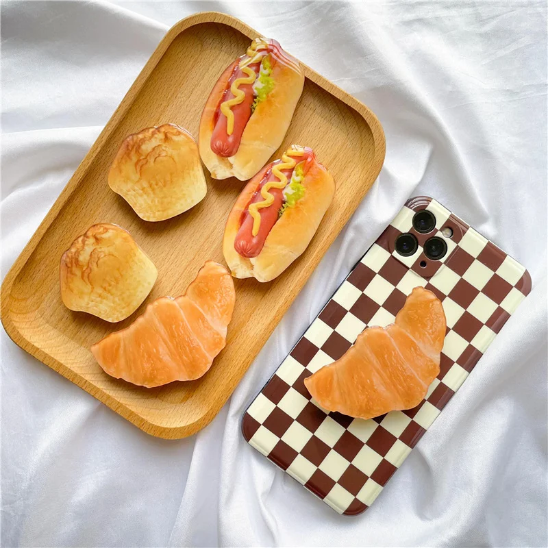 

INS Imitation Bread Phone Holder Originality Drop Glue Retractable Phone Grip for IPhone Samsung Xiaomi Phone Accessories