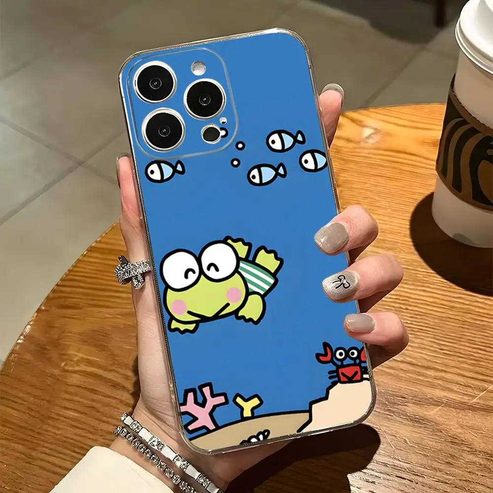 Милый чехол для телефона K-Kero Keroppi Iphone 15 Pro Max 14 16 Plus 11 12 Mini 13 7 8 X XR XS SE прозрачная