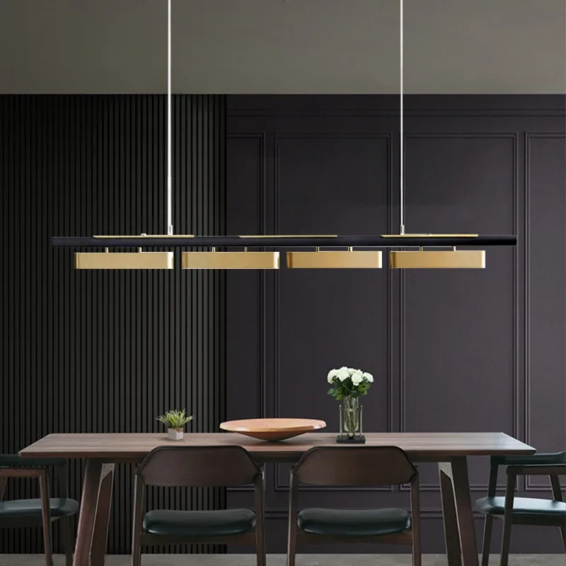 

Chandeliers Lights LED pendant lamp Modern Luxury Black Gold Long Nordic Iron Hanging Dining Kitchen Lamp Room lights chandelier