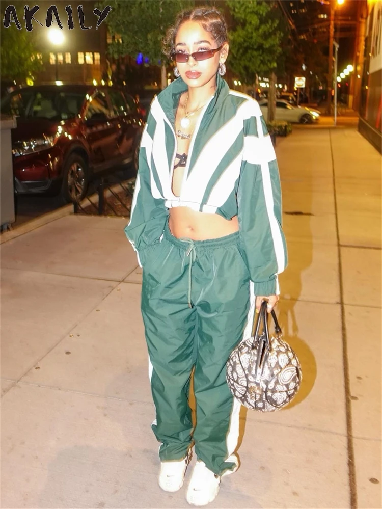 Akaily осенний повседневный спортивный костюм из 2 предметов с цветными блоками