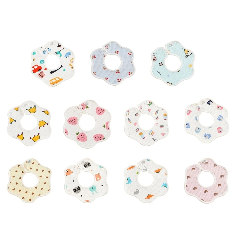 

Baby Petal Bibs Multi-pattern Cotton Super Soft- & Absorbent Waterproof Baby Bibs for Boys and Girls Who Are Teething