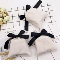 white velvet gift bags party candy black ribbon sack 7x9cm 10x12cm 12x15cm 6x13cm 15x20cm lipstick cosmetic drawstring pouches