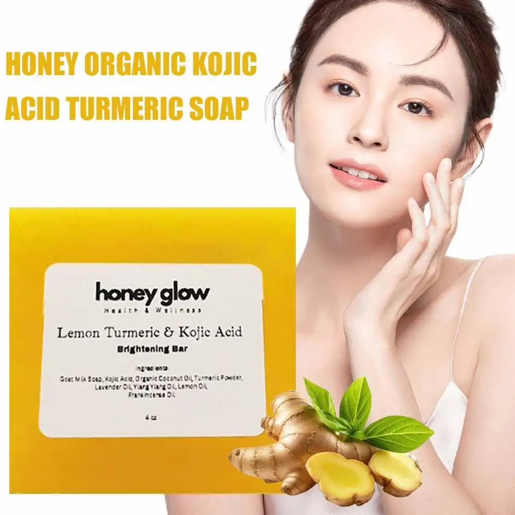 Лимонная куркума Kojic кислота осветляющее мыло глубокое очищение омолаживающее