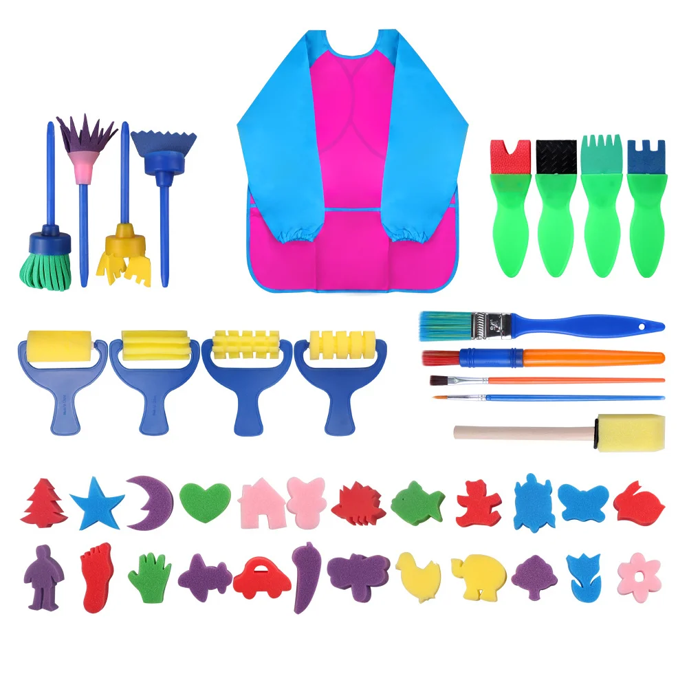 

1 Set of Sponge Painting Pen Brush Stamper Tool Creative Kids DIY Painting Supplies
