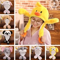 glowing plush pneumatic ears moving jumping rabbit hat cute cartoon toy moving airbag rabbit soft jump up cap gift for girls