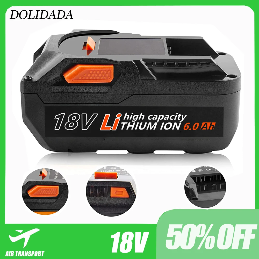 

3rd-Generation Lithium 6.0Ah 18V Replacement Battery for Ridgid 18V Cordless Power Tools Lithium Ion R840084 R840087 Battery