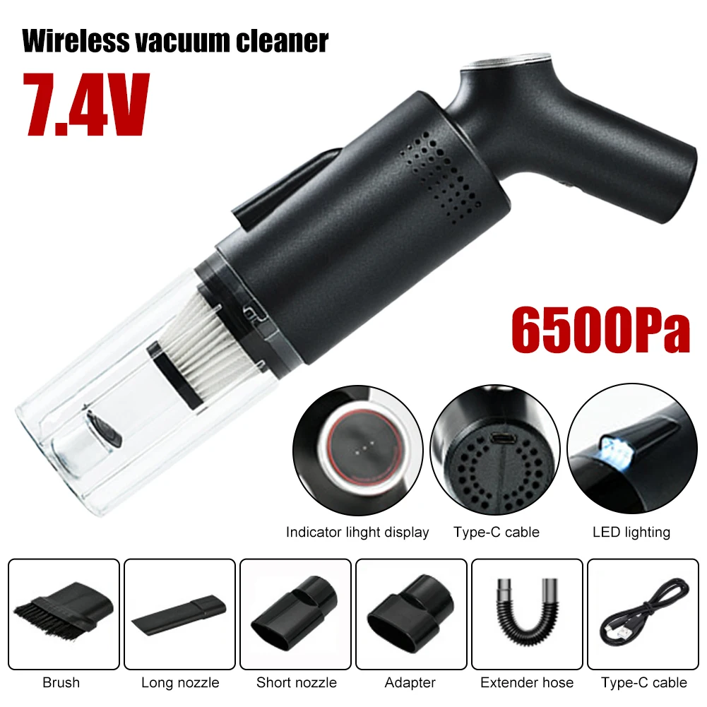 

120W Car Vacuum 9000Pa Rechargeable Wireless Vacuum Cleaner Handheld 2 Speed with LED Light Washable Filter for Home Car Cleaner
