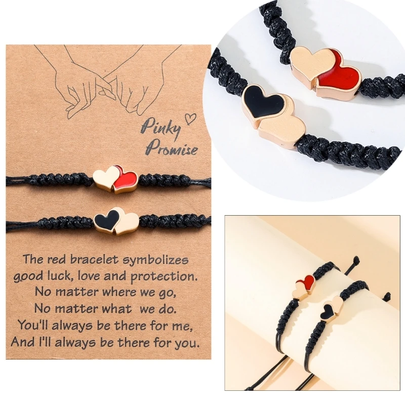 

Браслеты в форме сердца, ручная работа, подходящие пары, плетеные ID браслеты, набор, юбилей, персонализированный подарок для него и для нее, D0LC