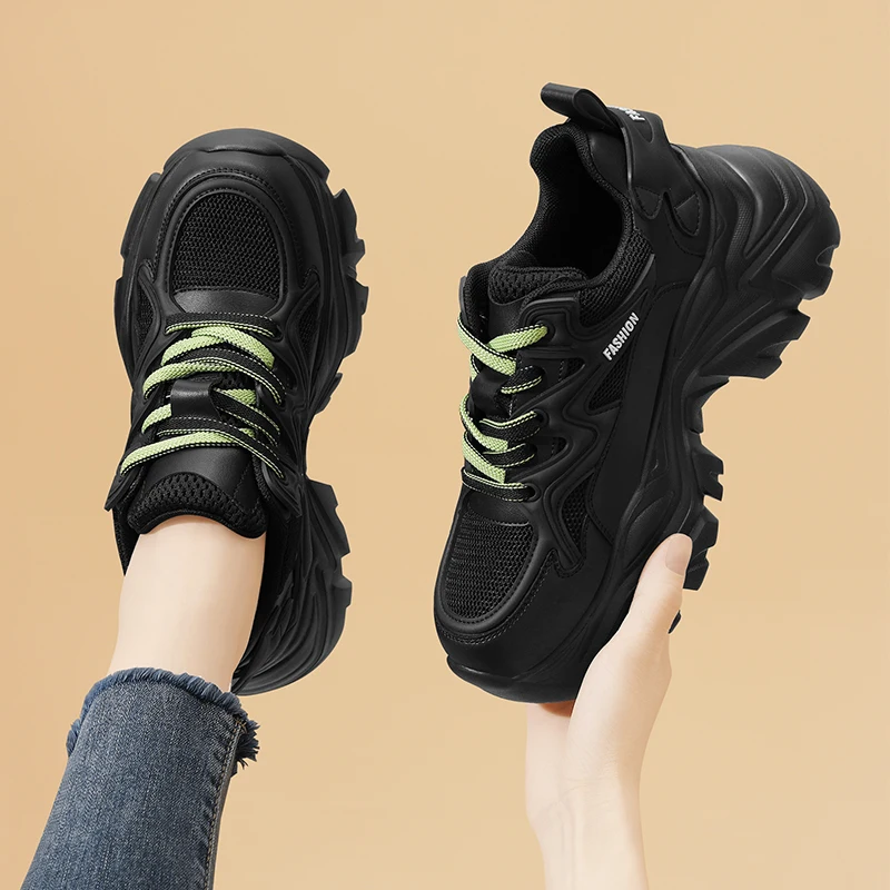 

Женские кроссовки на платформе 6 см, кожаные теннисные туфли на толстой подошве, со шнуровкой, новинка весны-осени 2023