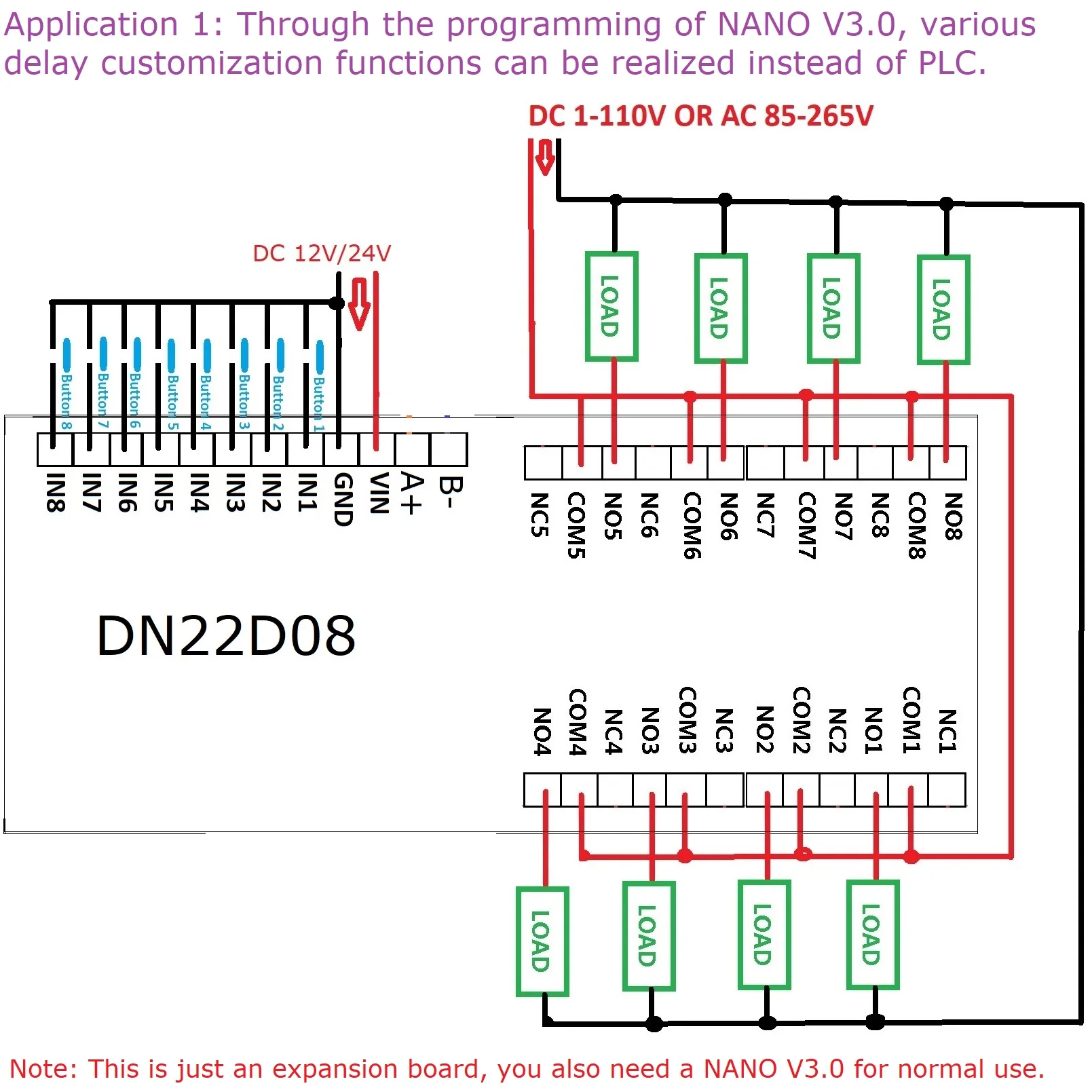RS485 PLC IO модуль расширения для Arduino NANO V3.0 8CH DC 12 В 24 многофункциональная плата