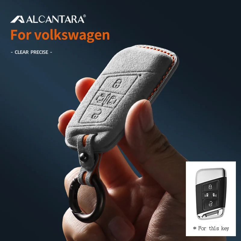 

Alcantara High-quality Car Key Case Cover Holder Key Shell Buckle For VW Volkswagen Magotan CC B8 Tiguan Passat Golf Alltrack