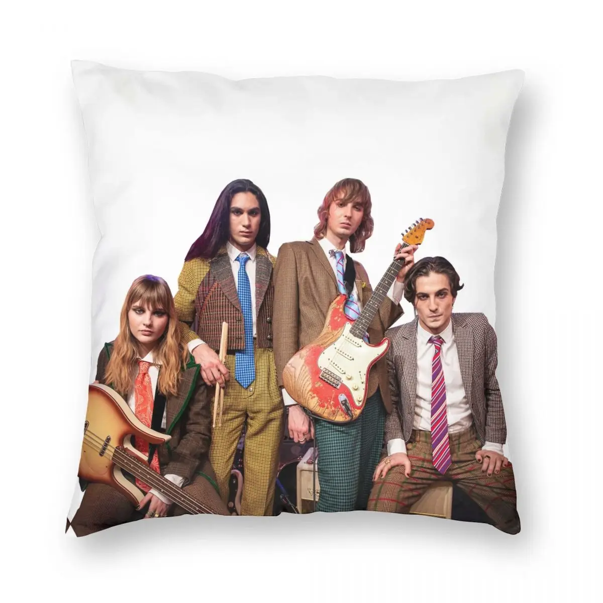 

Maneskin Rock Band Maneskin Pillowcase Polyester Linen Velvet Creative Zip Decor Sofa Seater Cushion Cover 18"