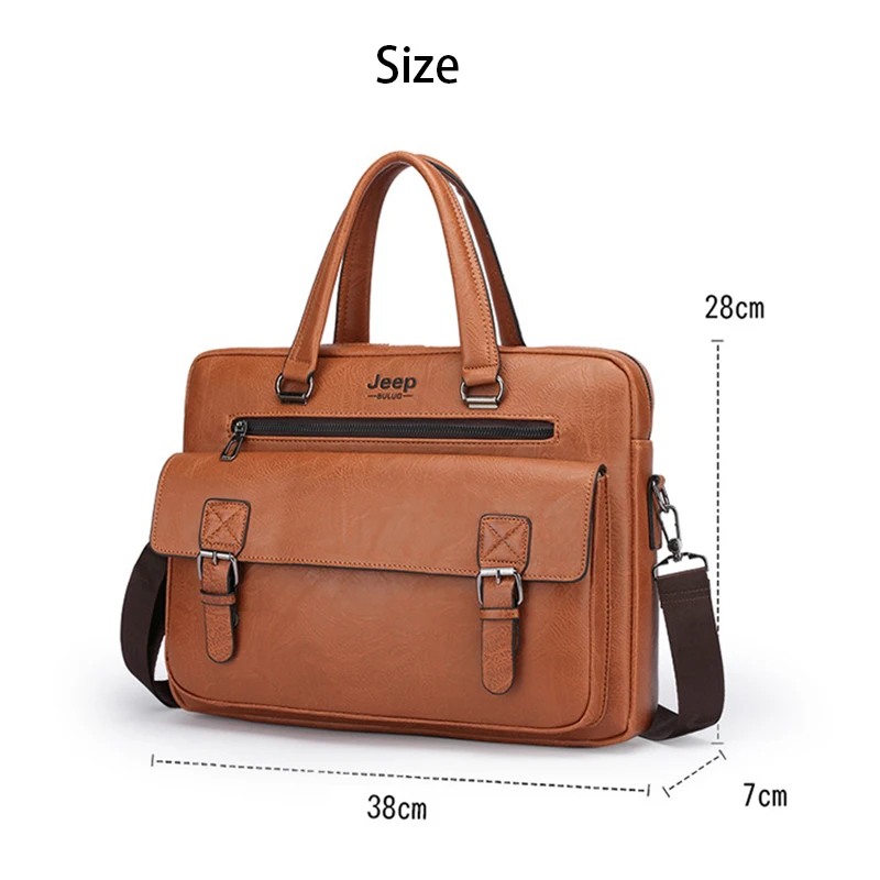 Briefcase Bag for Man PU Leather Vintage Handbags Computer Laptop 14 Shoulder Business Messenger Portfolio Crossbody Bag Male