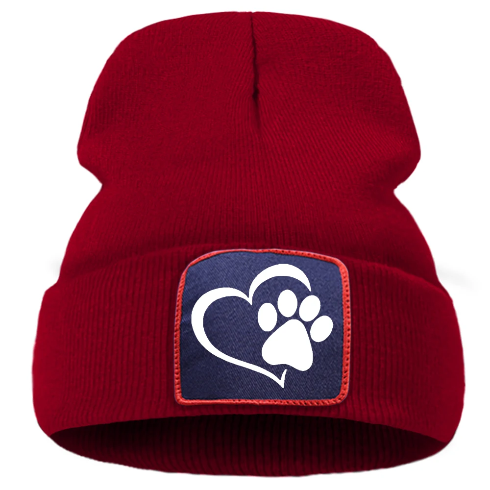 

Cap Bear Footprints And Love Hat For Women Autumn Men Caps Ski Winter