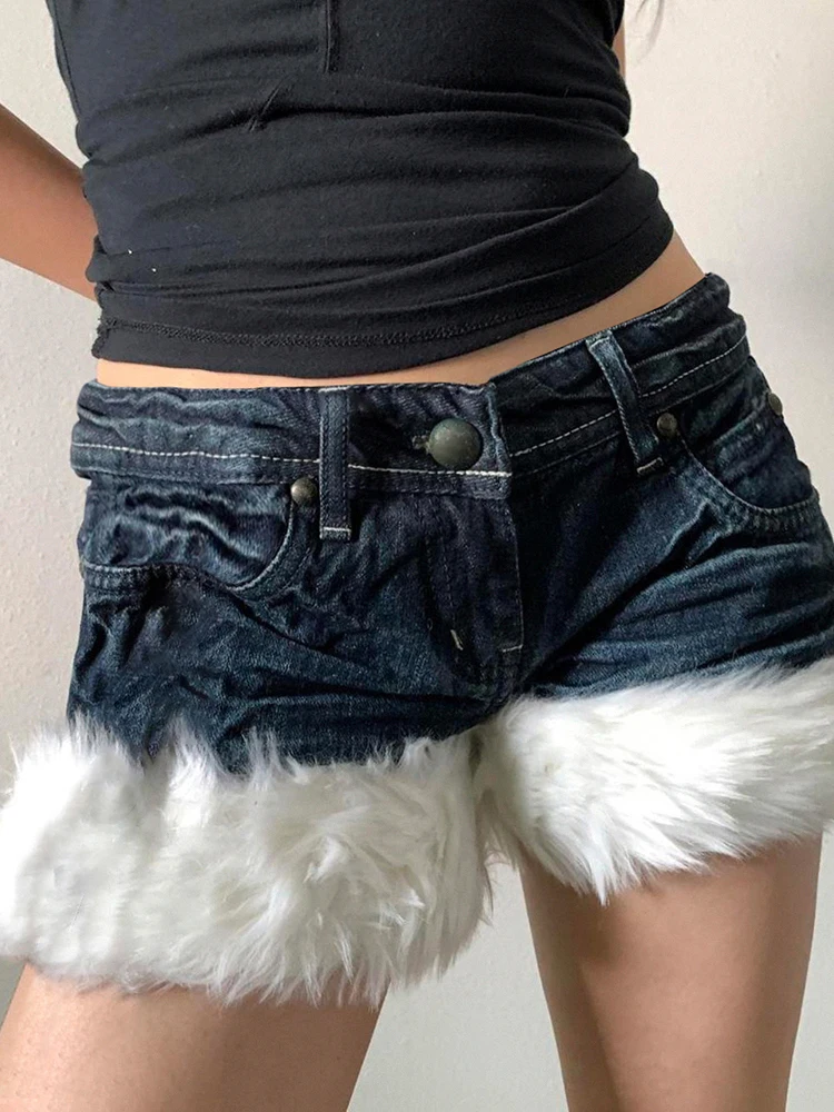 

Rapcopter y2k Feathers Jeans Shorts Pockets Vintage Cute Shorts Women Harajuku Korean Grunge Streetwear Pants Aesthetic Chic 90s