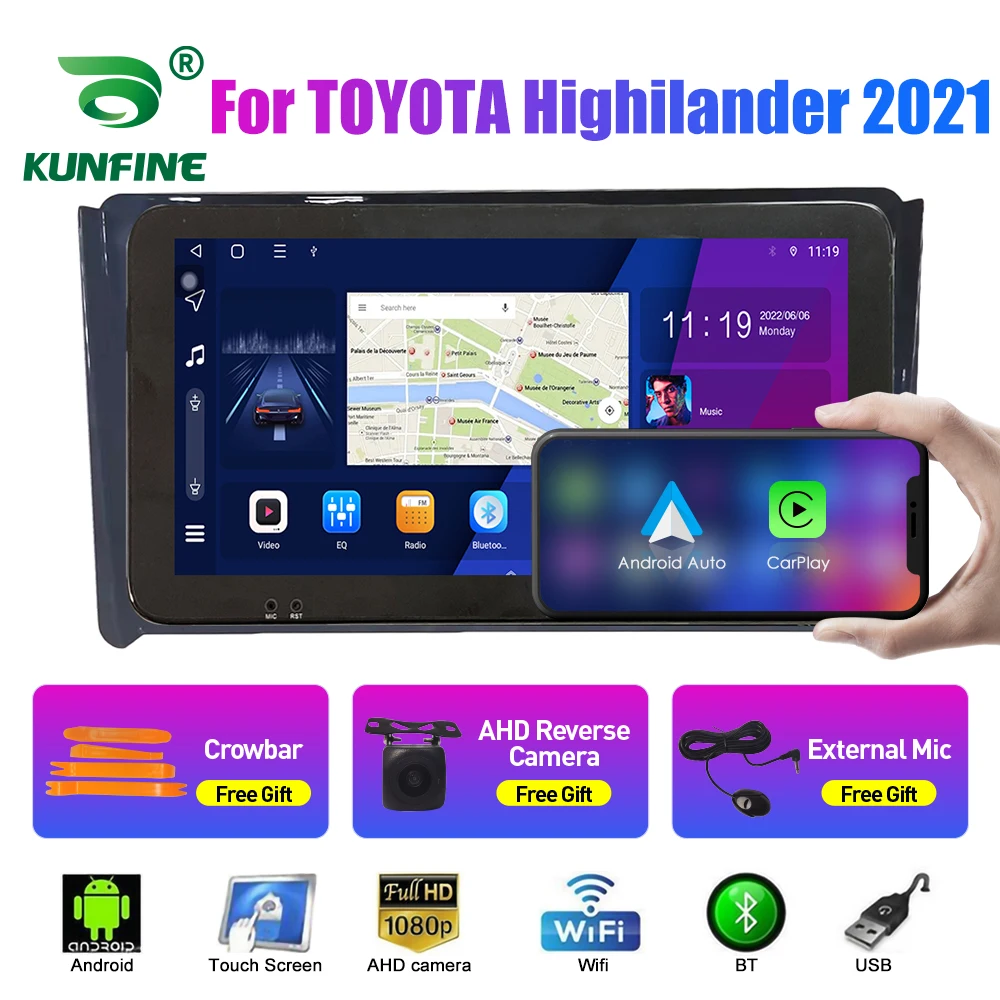 

Автомобильный радиоприемник для TOYOTA Highilander 2021 Octa Core Android автомобильный DVD GPS навигатор автомобильное стерео устройство головное устройство Carplay Android авто