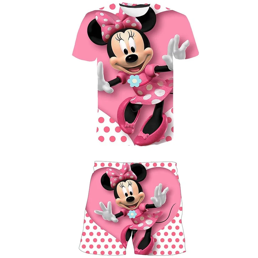 

Mickey Mouse Clothes Sets Baby Girls Fashion Disney T Shirts+Short Pants 2pcs Clothing Cartoon Casual Costumes Outfits 1-14 Yrs