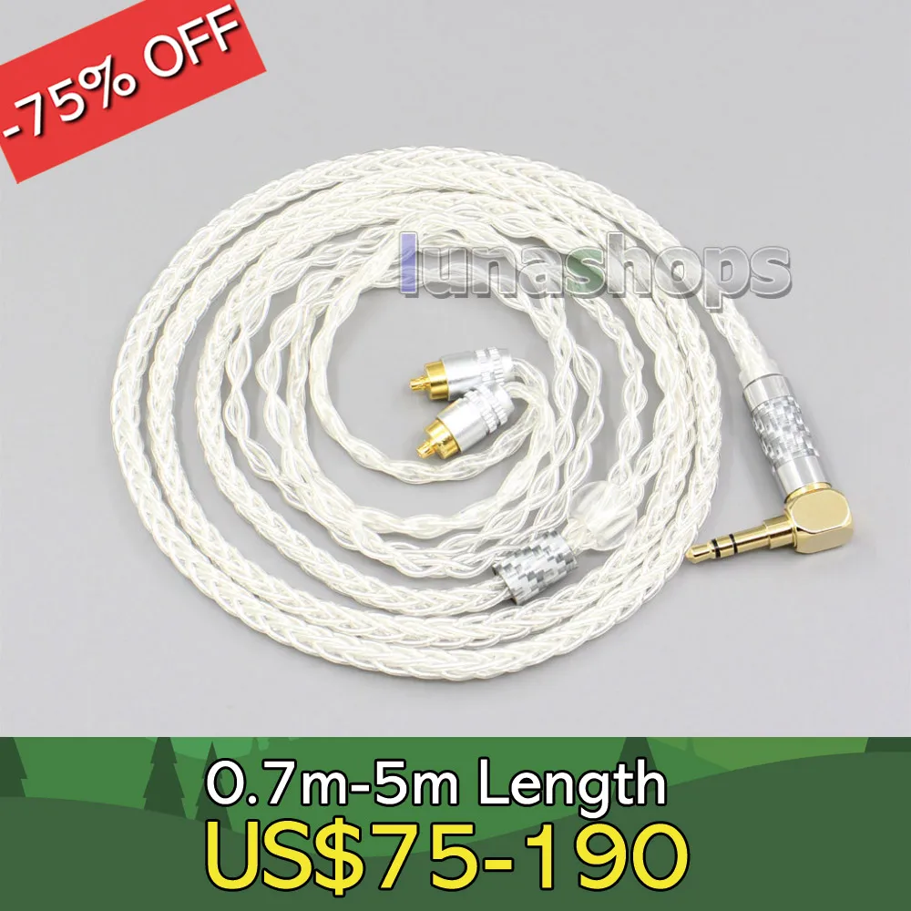 

99% Pure Silver 8 Core 2.5mm 4.4mm 3.5mm XLR Headphone Earphone Cable For Sony IER-M7 IER-M9 IER-Z1R LN006472