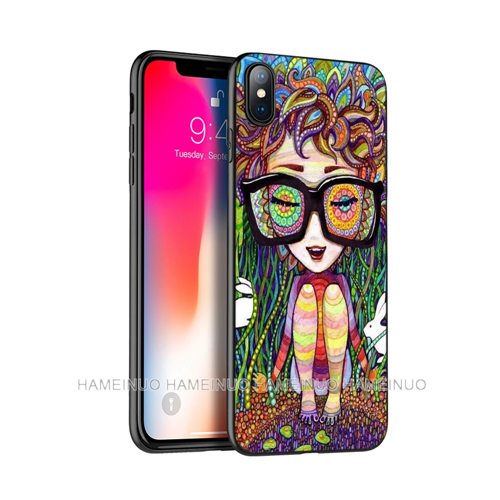 

Черный чехол из ТПУ для iphone 5 5s SE 2020 6 6s 7 8 plus X 10 XR XS 11 pro MAX, силиконовый чехол, Хиппи, Психоделическое искусство