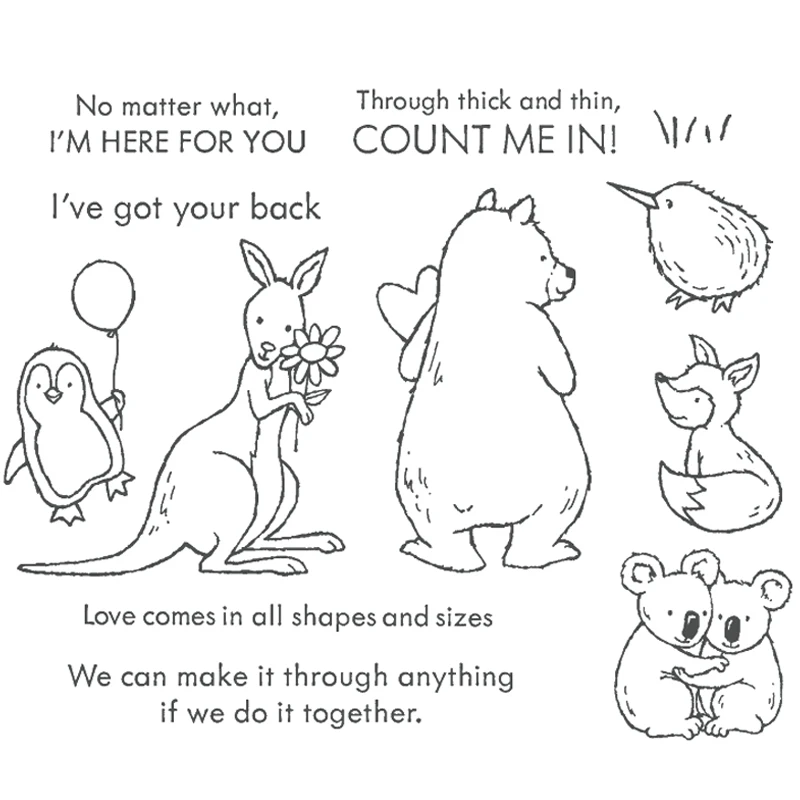 Новинка 2021 штамп с животными кенгуру медведь коала лиса прозрачный и для резки