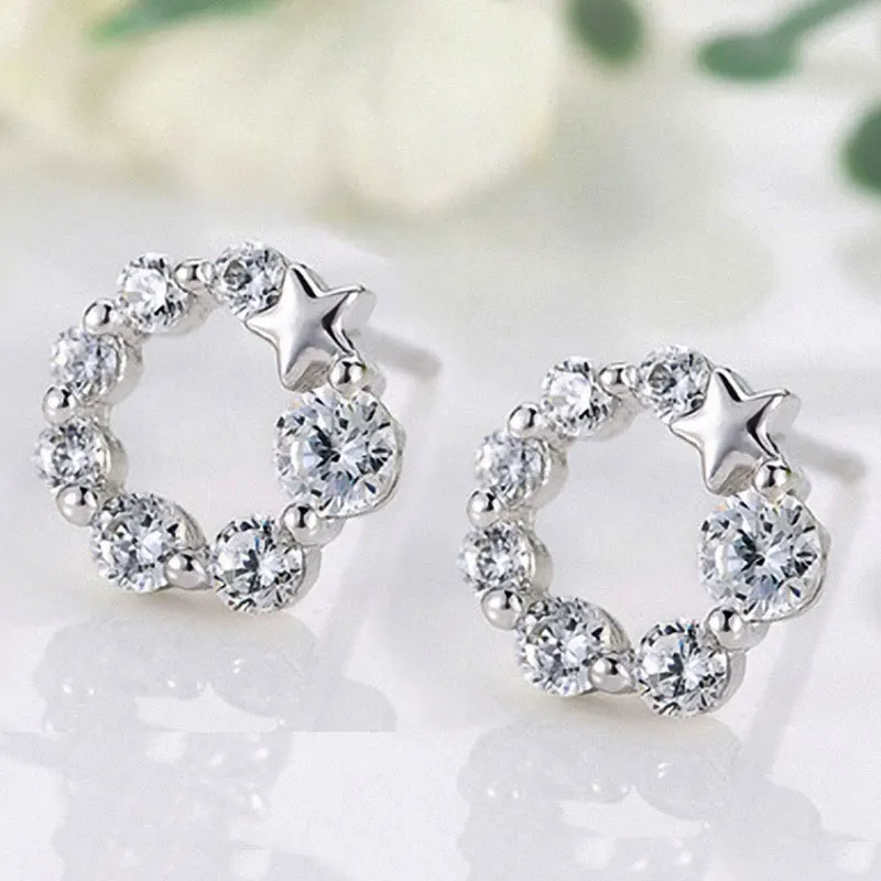 Фирменные серьги ювелирные изделия цветок однотонные серебряные