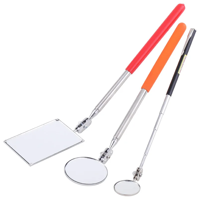 Square Round Telescopic Inspection Mirror Rotatable Angle Telescopic Mirror Extendible Inspection Stainless Steel Detection Tool