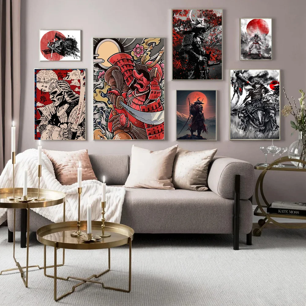 Японский самурайский плакат самоклеящаяся искусство фотосессия комната бар