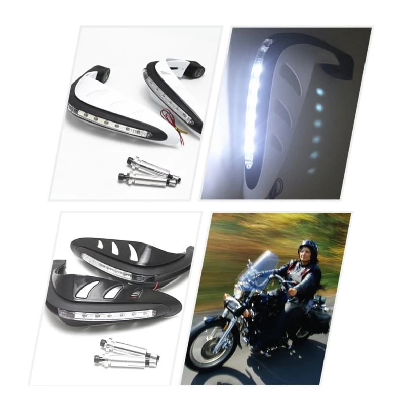 

1 Pair 22mm Motocross Hand Guard Handle Protectors Shield HandGuards with Light Protections Gear for Motorcycle 40GF