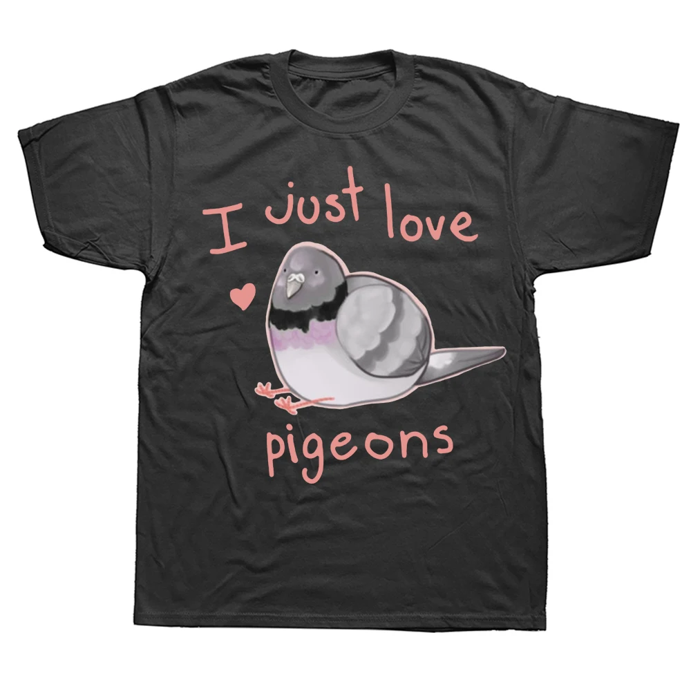 

Футболка мужская хлопковая с коротким рукавом, смешная стильная уличная одежда с графическим принтом «Я просто люблю голубей и карпа», подарок на день рождения