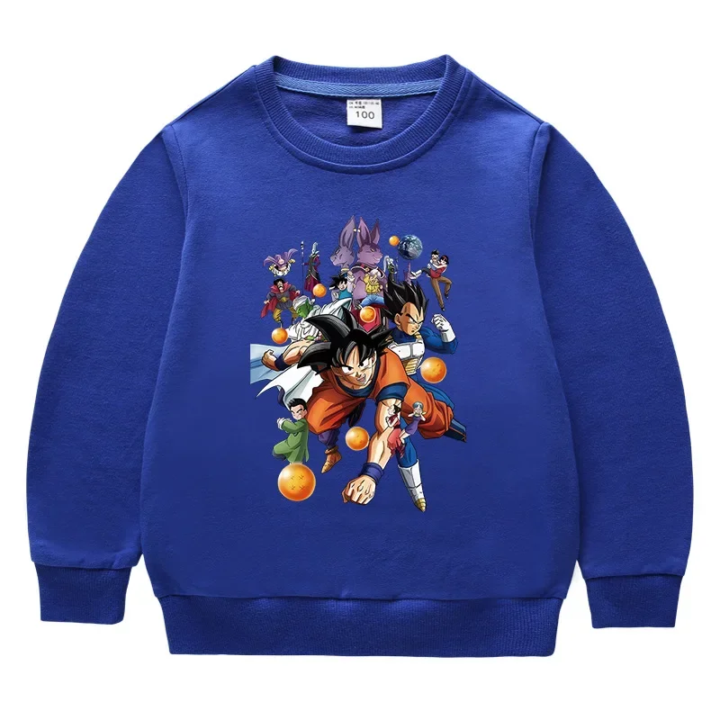 

2023 Dragon Ball Spring and Autumn Cartoon New Round Neck Sweater Long Sleeve Cotton Boys and Children's Tops Best Gift