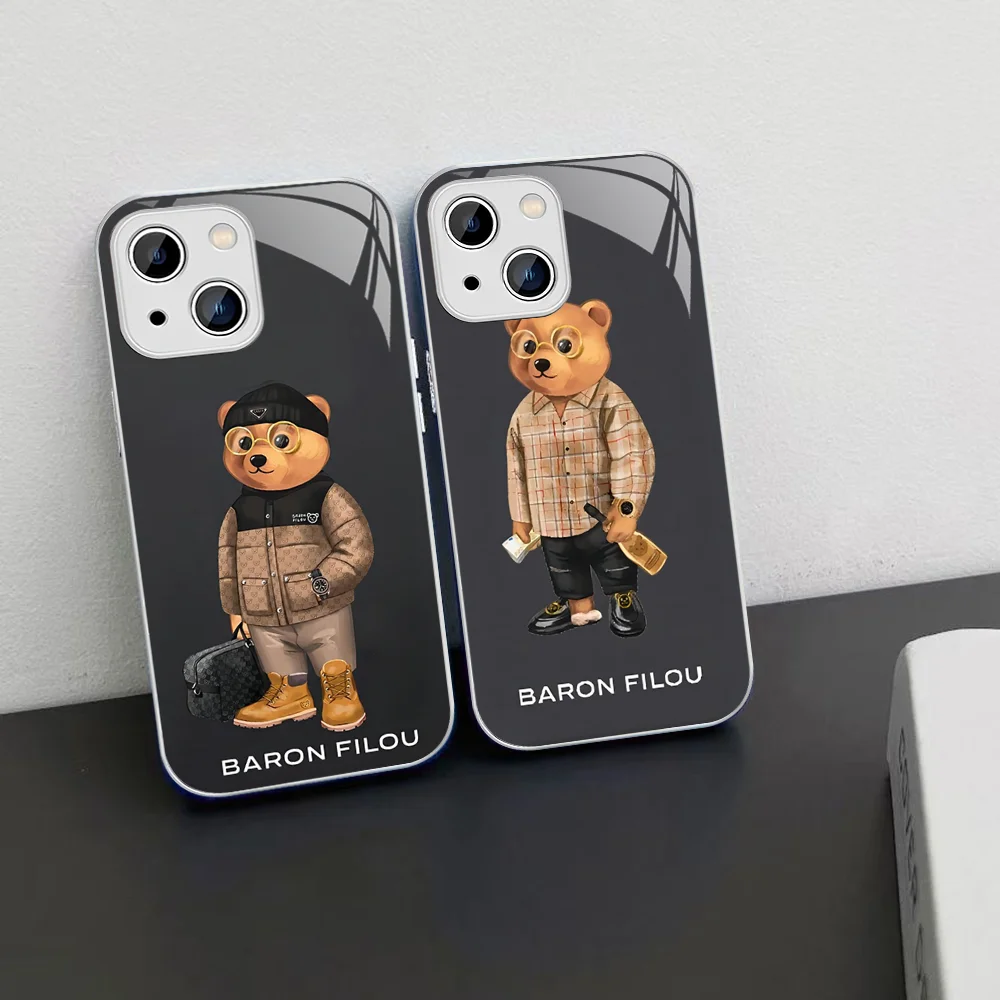 Модный чехол для телефона B-Baron F-Filou Bear iPhone 14 13 12 Mini 11 Pro XS Max X XR Plus из закаленного