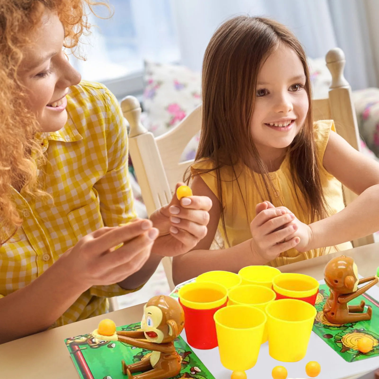 

Desktop Games Tabletop Ball Shooting Tossing Game For Kids 2-Players Monkey Pitching Games Interactive Parent-Child Game Toys