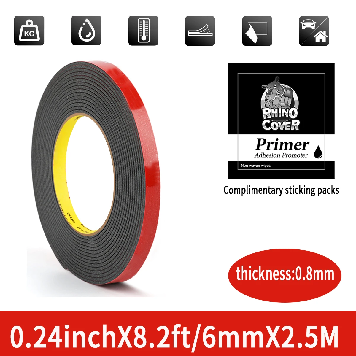 Сверхпрочная двусторонняя лента из акриловой пены для крепления фиксирующей накладки автомобиля, специальная двусторонняя лента, водонепроницаемая, высокая температура