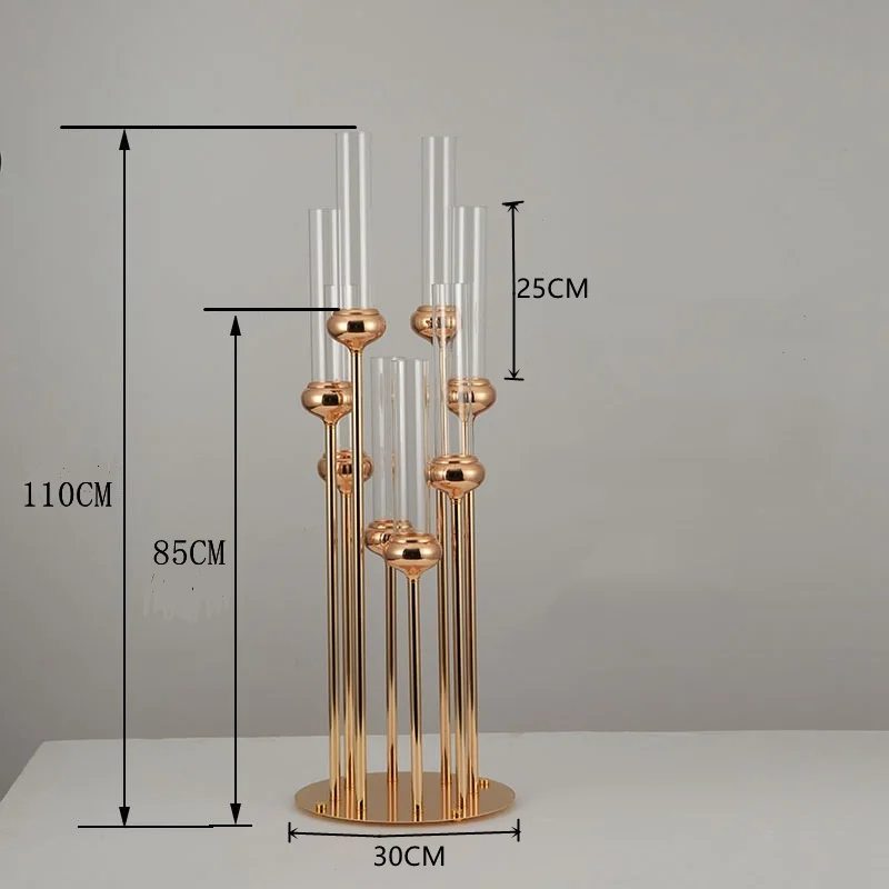 

4/5/10pcs Metal Candelabras 110 CM Height 8 Arms Candle Holders Luxury Wedding Table Centerpiece Candlesticks Home Decoration