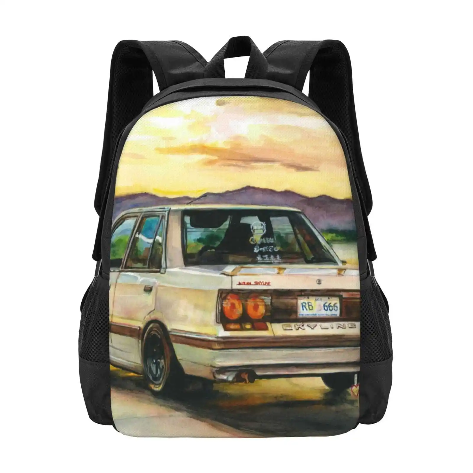 

Акварельная картина Nissan Skyline, дизайнерский рюкзак с рисунком Парижа, лома, школьные сумки для Nissan Skyline Car, для Америки и Японии