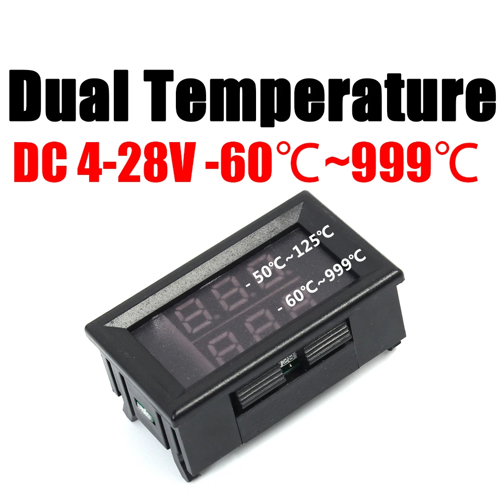  듀얼 디스플레이 온도계 디지털 LED 온도 계량기 섭씨 화씨 온도-60C 에서 + 999C, 999F, K형 열전대 