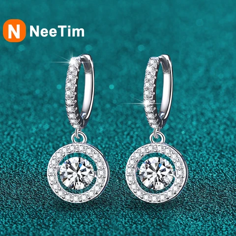 Серьги-капли NeeTim муассанит 0,5 карат 100% серебро 925