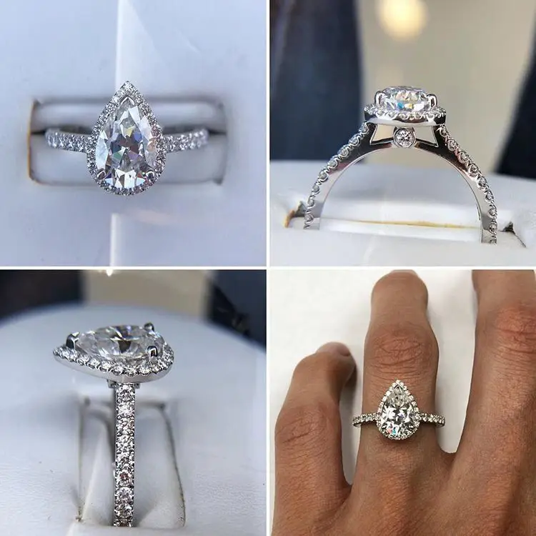 

DIWENFU Origin AAA Diamond Gemstone Silver 925 Jewelry for Women Anillos De Water Drop Shape 925 Sterling Silver Rings Females