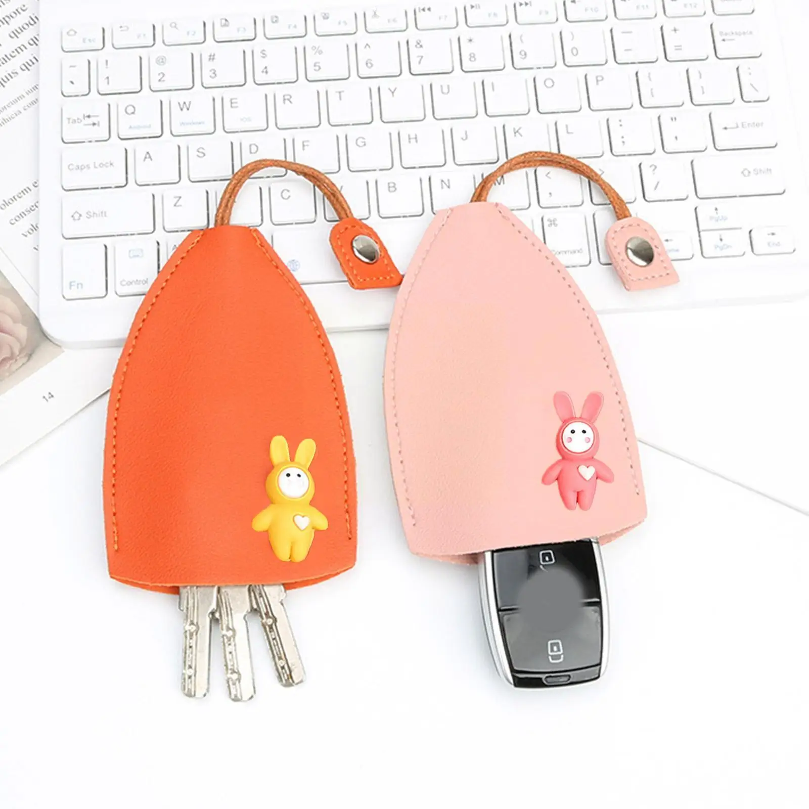 Car Key Cover Case Creative Pull Out Key Sleeve Cartoon Case Easy Capacity Cover Keychain Leather Slip Cute Not R6X5