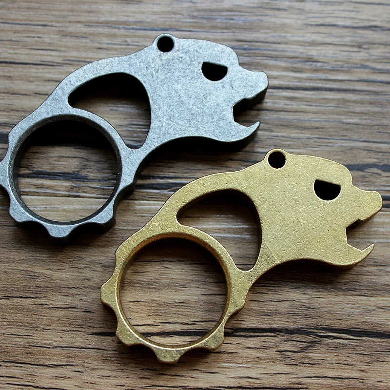 

Titanium Alloy Bear Survival Camping Hiking Outdoor Opener Holder Finger Ring Multifunction Pocket Portable EDC Tools