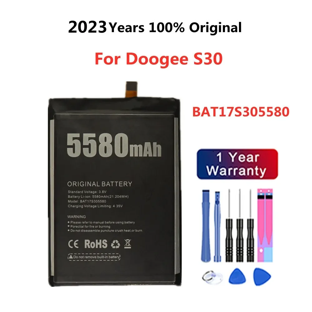 

2023 год, 100% оригинальный аккумулятор BAT17S305580 Для DOOGEE S30 5580 мАч, сменные батареи для смартфона, аккумулятор + Инструменты