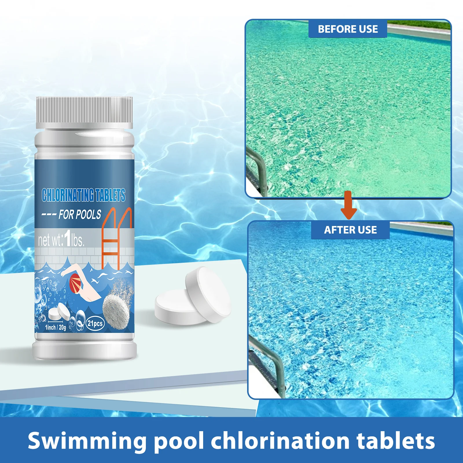 

Таблетки для обслуживания бассейна с хлором, таблетки 20 шт., хлорирующие шипучие таблетки, плавательный бассейн, спа, гидромассажная Ванна