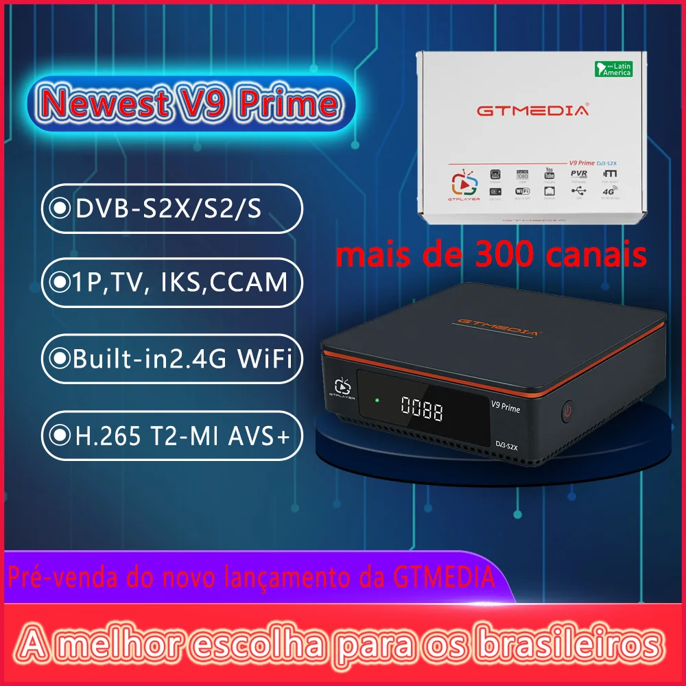 

Новинка 2022, ТВ-приемник Launch GTmedia V9 Prime, цифровой спутниковый ресивер, встроенный IKS Serve 2,4G WiFi CCam, ТВ-приставка для Бразилии