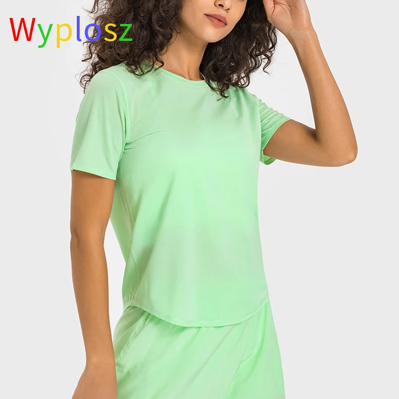 Wyplosz Gym Women Yoga T-Shirts Fitness Comfortable Activewear Outdoor Water-Cooled Vest Absorption Classic Round Neck Curved