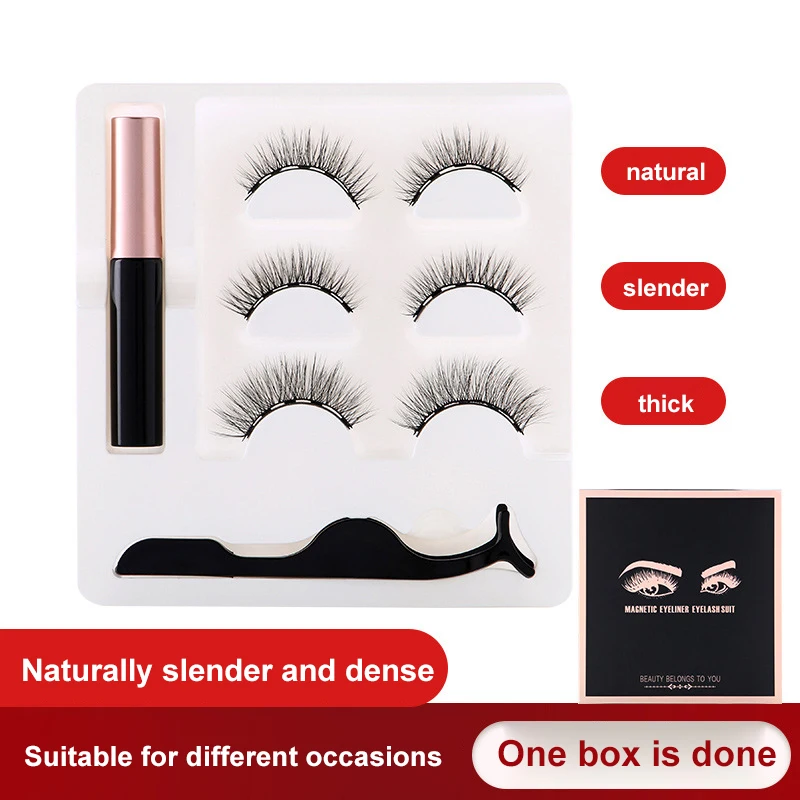 

Magnetic Eyelashes and Eyeliner Set Dramatic 5/10 Pairs Reusable Natural False Eyelashes With Tweezer Makeup Set
