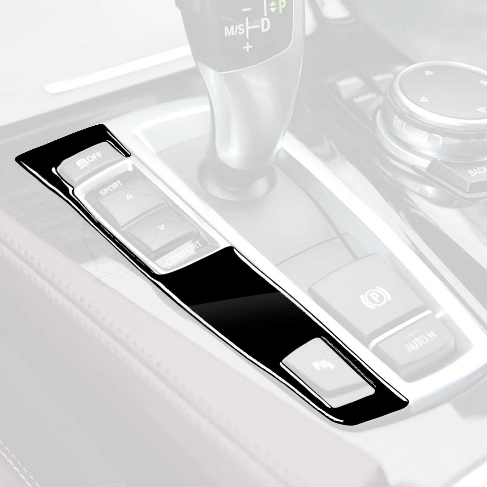 Фото Черная декоративная панель переключения передач для BMW 5 Series F10 2011-2017 №2